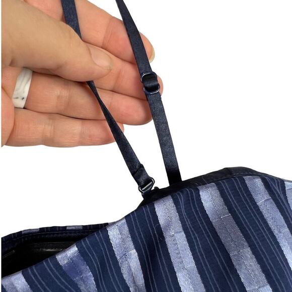 Lyndia Procanik Stripe Pleated Blue Adjustable Strap/Strapless Empire Dress 10 - Picture 5 of 12